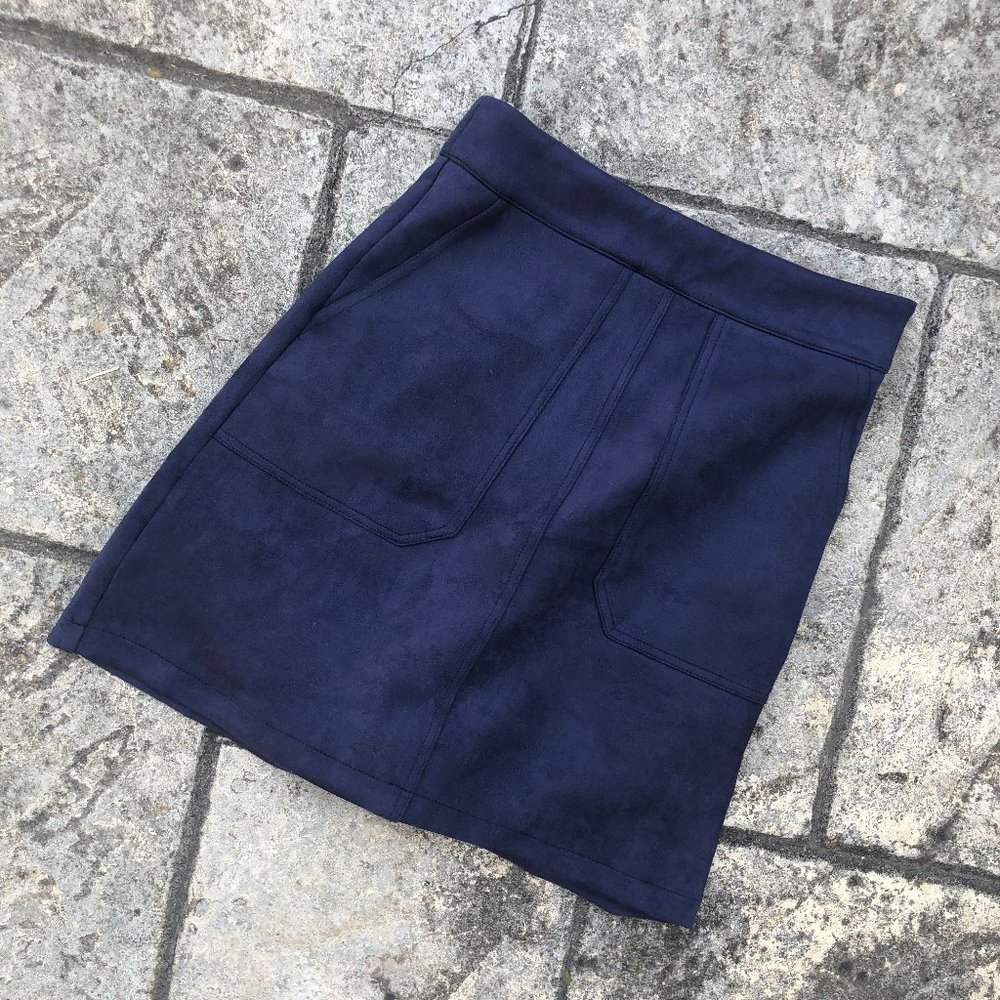 Boutique Blue Suede Skirt